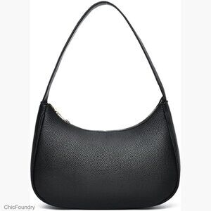 Small Vegan Leather Hobo Shoulder Bag Crescent Shape Casual Purse